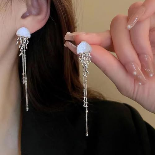 Jellyfish Earrings - Long Dangle Tassel Beach Earrings for Women2