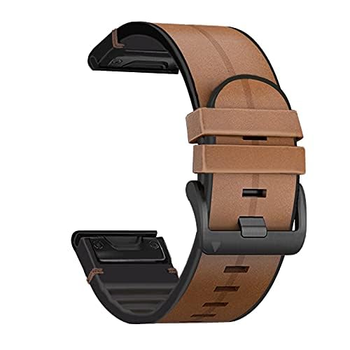 YUXUAN 22mm Quick Release Strap – For Garmin Fenix 8 47mm/epix Pro 47mm, Fenix7/6/5/6 Pro/5 Plus, Approach S60 S62, Forerunner 935 945. Soft Leather-Silicone Hybrid Sweatproof