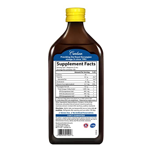 Carlson Labs Very Finest Fish Oil Nutritional Supplement, Lemon, 16.9 Fluid Ounce #TOP1