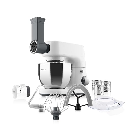 ETA Mezo III Bravo, Robot pastelero totalmente de metal, 6 velocidades, cuenco de acero inoxidable de 4 l, 1000 W, sistema de mezcla planetaria, botón de pausa, control de velocidad, accesorios ricos