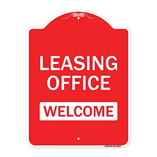 SignMission Designer Series Sign - Leasing Office, Welcome | Red & White 18" x 24" Heavy-Gauge Aluminum Architectural Sign | Protect Your Business & Municipality | Made in The USA
