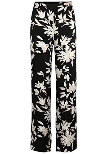 Tamaris Damen AOP Hose mit weitem Bein ALAMAR Schwarz 38