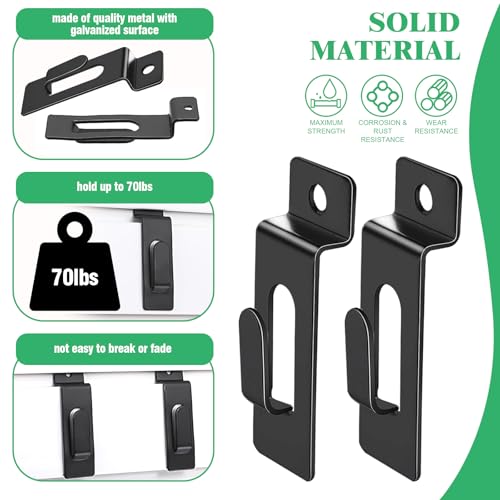 Yauhar 60PC Slatwall Utility Notch Hook Metal Display Hangers for Photo Frames Paintings Artworks Panels Pegboard Slat Grid Shelf Hanging (Black) - Image 3