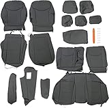 ECOTRIC Front & Rear Seat Covers Full Set Compatible with 2010-2015 Toyota Prius, Headrest B-Pillar Center Console Armrest Cover Replacement Gray Grey Synthetic Leather