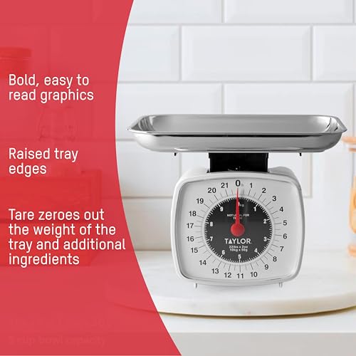 Taylor Analog Kitchen Scale Mechanical Food Scale, 22 lb Capacity, Multicolor by Taylor - Image 2