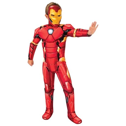 Rubies Disfraz Iron Man Deluxe para niños, Jumpsuit con pecho acolchado, cubrebotas y máscara, Oficial Marvel para Carnaval, Navidad, Cumpleaños, Fiestas y Halloween | Ya disponible en tu tienda friki favorita! En mundofriki.es!