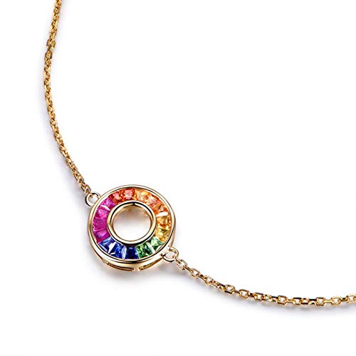 Daesar 18K Yellow Gold Charm Bracelet For Women Round 0.7Ct Ruby Charm Bracelet Chain Link Bracelet Gold #TOP4