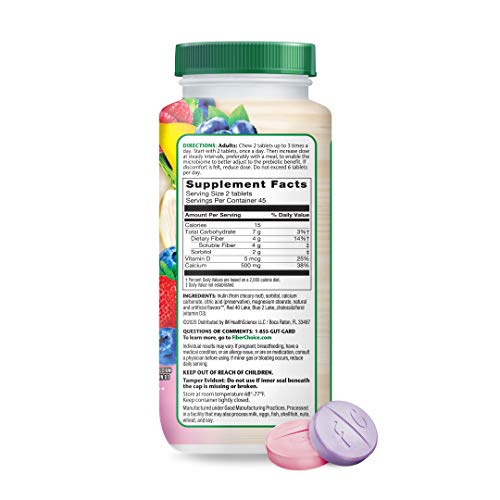 Fiber Choice Bone Health Daily Prebiotic Fiber Chewable Tablets With Calcium & Vitamin D, Assorted Berry, 90 Count (Pack Of 2) #TOP1