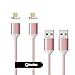 Netdot 2 Pack 2nd Generation Magnetic Braided USB Charging Cable for Samsung Galaxy S2 S3 S4 S6 , Note 2/3/4/5, LG G4 G3, Sony Xperia Z5 Premium/Compact etc ( 2 Pack rose gold)