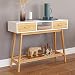 HOMECHO 2 Drawer Console Sofa Table for Entryway Hallway Foyer Desk,2-Tier Display Shelf with Storage Bamboo Shelves Multipurpose Rectangular Modern Cabinet Table for Living Room,Dining Room