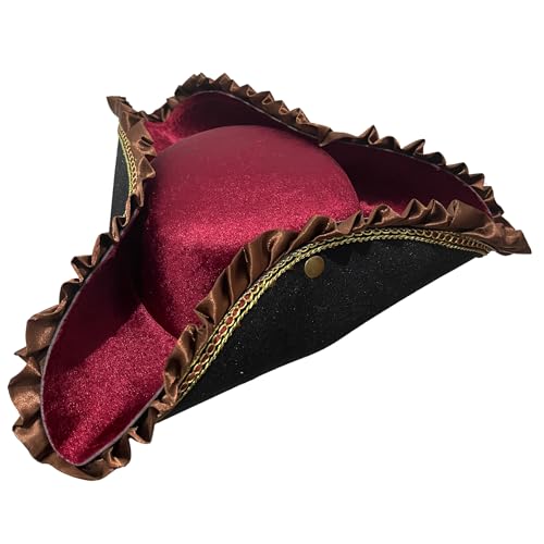 EverJoy Party Deluxe Maroon Pirate Hat One Size Unisex Lightweight Polyester Costume Hat Perfect for Halloween Parties Cosplay