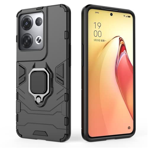 Case for Oppo Reno 8 Pro 5G,Military Grade Protection [Built-in Kickstand] [Magnetic Car Holder] Dual-Layer Heavy Duty TPU+PC Shockproof Phone Case for Oppo Reno 8 Pro 5G (Black)
