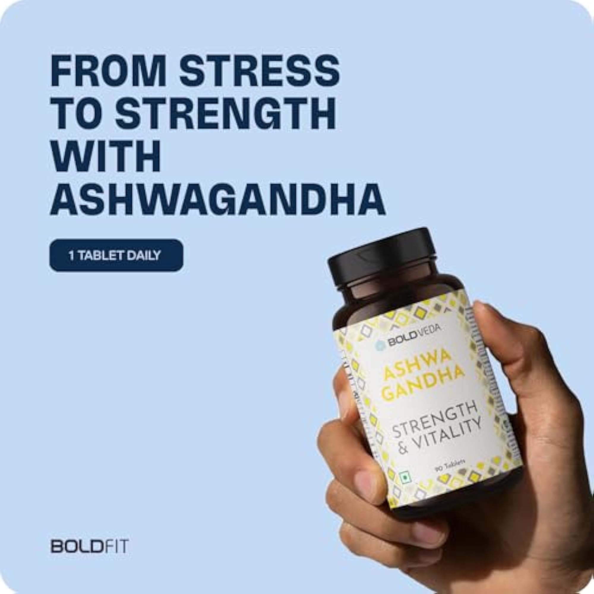 Boldveda Ashwagandha Tablets with Piperine, Stress Relief
