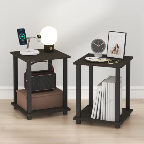 Furinno Simplistic Set of 2 Toolless 2-Tier Night Stand, Espresso - image 2