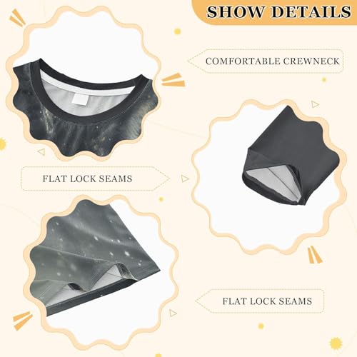 Glowing Wolf Gray Boy's Rash Guard Swim Shirt Long Sleeve Sun Shirt for Swimming Pool Beach UPF50+3