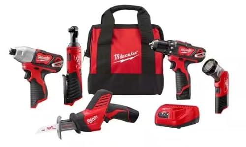 Milwaukee M12 12-Volt Lithium-Ion Cordless Combo Kit (5-Tool) with Two 1.5 Ah Batteries, Charger and Tool Bag
