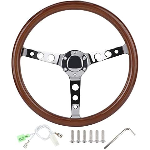 Aramox 15in Retro Mahogany Steering Wheel Cover