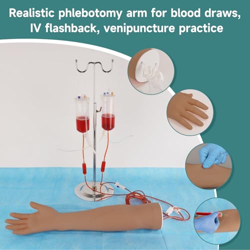 Image of Phlebotomy Practice Kit, IV Practice Arm with Veins, Blood Draw & Venipuncture Training for IV Insertion Practice, IV Injection Practice Kit for Medical Education