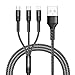RAVIAD 3 in 1 Charger Cable [2M] USB Cable Nylon Braided with Micro USB Type C Phone Cord Connector for Phone, Android Samsung Galaxy, Huawei, Oneplus, LG- Black