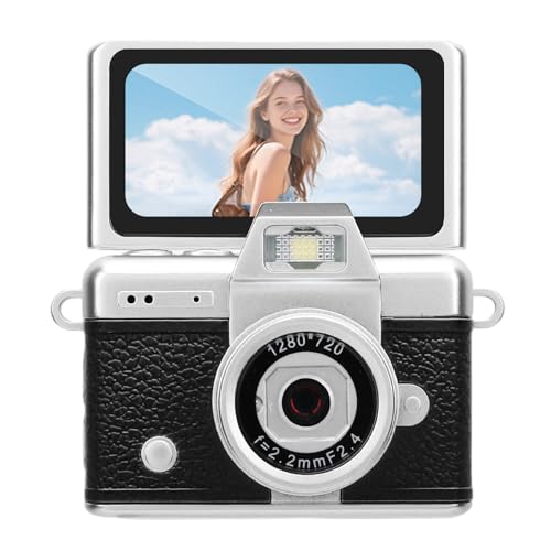 Mini CCD Appareil Photo Rétro Noir de Poche avec Écran Rabattable