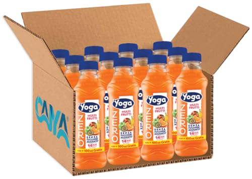 Yoga Multifrutti ZERO Succo di Frutta al Gusto Multifrutti Senza Zuccheri Aggiunti 500ml [PACK con 12 Bottiglie]