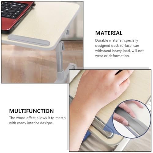 Table de bureau pliable réglable en bois beige au design simple pour ordinateur portable - 5