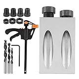 ETIGER 15° Angle Locator with Clamp Pocket Hole Screw Jig Dowel Drill Joinery Kit, 15pcs Carpenters Wood Woodwork Guides 6/8/10mm Drive Adapter for Guides Joint Tool Carpentry