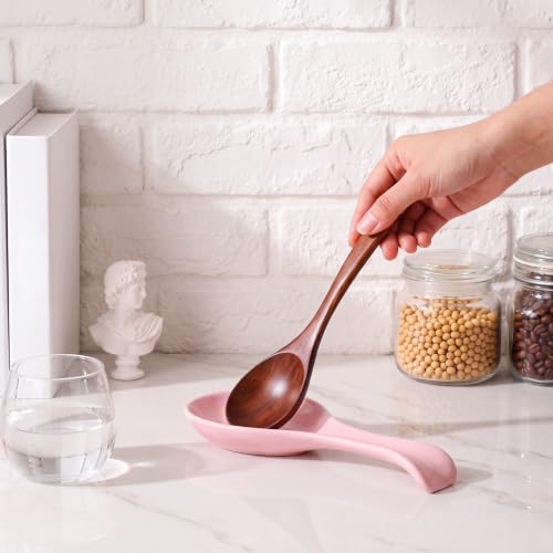 Image of Patelai Ceramic Spoon Rest Spoon Holder Stovetop for Kitchen Stove Coffee Bar Accessories Christmas Gift (Pink,Classic Style)