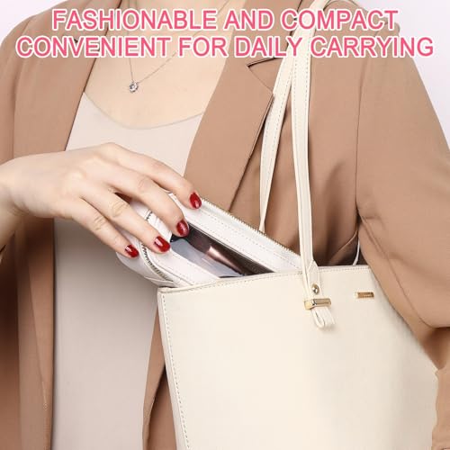 Pinkmik Makeup Brush Bag Slim Clear Makeup Bag Transparent Travel Cosmetic Case & Toiletry Bag with Zipper Small Beatuy Makeup Bag Purse Organizer for Women (White, SLIM)4