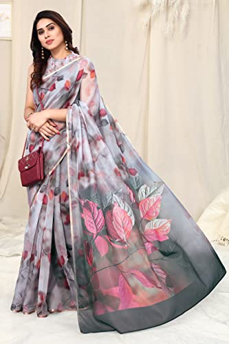 Image of MIRCHI FASHION Saree for Woman Organza Floral Printed | Lightweight Elegant Traditional Sari with Matching Blouse Piece