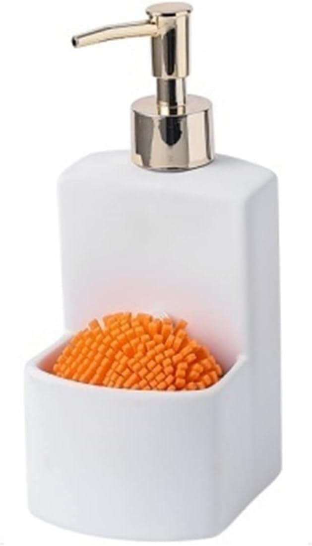 Soap bottle， Two-in-one ceramic household portable soap dispenser for bathroom countertops(White)