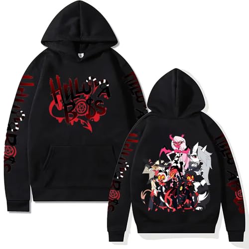 Pisorex Unisex Alastor Hoodie Pullovers Cosplay Costume 3D Printed Hooded Sweatshirt with Kangaroo Pocket (Black Small)