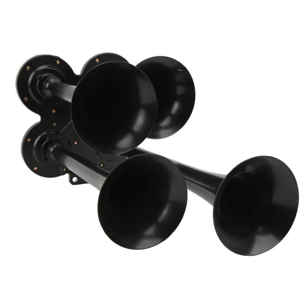 Bocina Coche 150dB 4 trompetas bocinas de coche for barco tren vehículo 12V/24V(Noir)