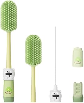 Bestidy Electric Baby Bottle Cleaner Kit for Travel- Rechargeable 360° Rotation Electric Baby Bottle Brush with Replaceable Nipple/Straw Brush, 2-Speed Modes, 50ml Lotion Bottle & Storage Bag, Green