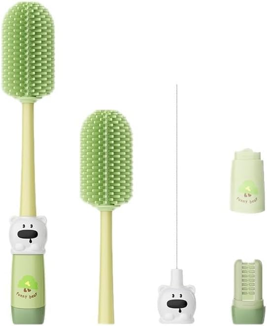 Bestidy Electric Baby Bottle Cleaner Kit for Travel- Rechargeable 360° Rotation Electric Baby Bottle Brush with Replaceable Nipple/Straw Brush, 2-Speed Modes, 50ml Lotion Bottle & Storage Bag, Green