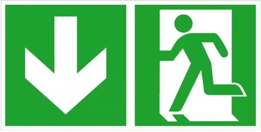 Cartello VIA DI FUGA Con Freccia A Sinistra - VSafety 14003AX-R, 300x100 Mm, Plastica 1mm, Verde, Norme EN ISO 7010