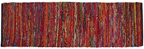THE BEER VALLEY Cotton Multi Chindi Bed Runner Rugs 24x72 inch Multi Color,Cotton Area Rugs Runner,Bed Room Rugs Runnner, Machine Washable Rugs Runner.