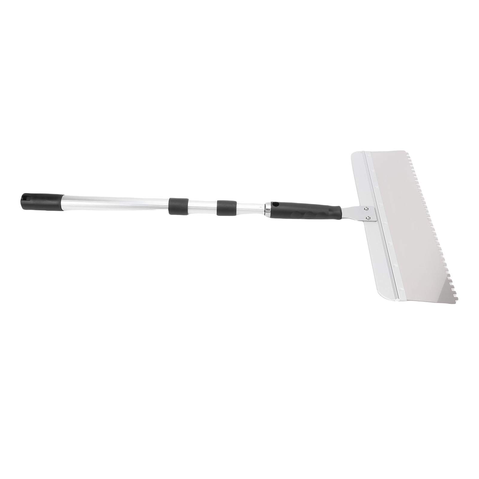 Juego de raspadores de suelo de 40,6 cm, hoja intercambiable con mango roscado, espátula de goma ajustable con muescas para autonivelación, ideal para limpieza de azulejos y concreto