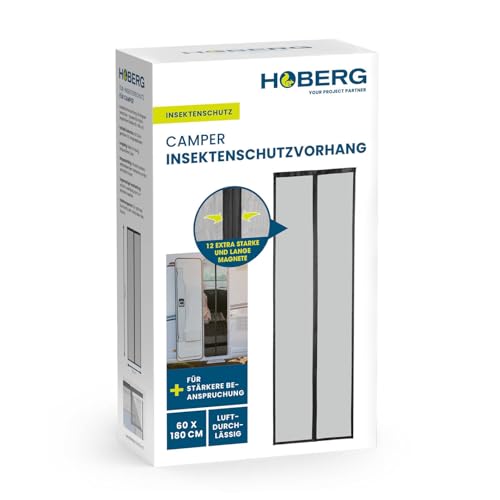 Hoberg Rideau anti-insectes pour caravane 60 x 180 cm | Porte moustiquaire avec bandes magnétiques...