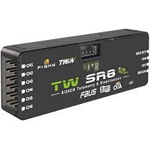 FrSky Twin SR8 Receiver Dual 2.4GHz TW Protocol 8 PWM Outputs SBUS in/Out Advanced Stabilization Black Box High-Precision Telemetry FBUS/S.Port OTA Update Full-Range RC Control