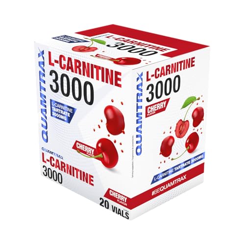 Quamtrax Nutrition   L Carnitine 3000 (L Carnitina 3000)   20 viales   Sabor Cereza   Metabolismo de grasas, energía y absorción rápida)