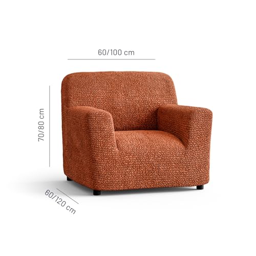 Image of Bellissima Sofa Covers - Premium Luxury Microfibra Plain Stretchable Sofa Cover Single Seater Fully Covered Slipcover, Imported from Italy (Terracotta)