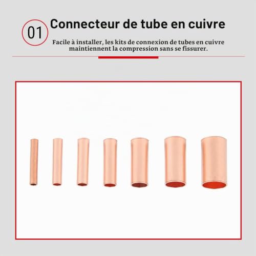 Candeon Connecteur Bout à Bout Non Isolée, 250pcs Embouts De CâBles Non Isolés Cosses De Câble En Cuivre, 7 Tailles Cosses électriques A Sertir Bout à Bout Terminaison à Sertir Pour Projets électrique – vue 8