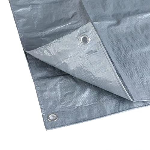 KAV Lona universal de alta calidad, impermeable, resistente, con ojales, para suelo en color gris, para muebles de jardín, piscina, coche, camión (4 x 6 pies)