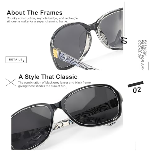 Image of SIPHEW Women's Polarized Sunglasses w UV400 Protection,Classic Sun Glasses | Vintage Sunnies,Wraparound Shade,Lightweight & Comfortable,Big Sunnies eyewear,Driving,Outdoors