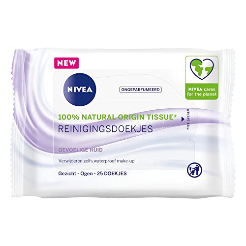 NIVEA Sensitive Reinigungstücher - Make-up-Entferner Tücher - Für empfindliche Haut - Dexpanthenol - Gesichtsreiniger - 25 Stück