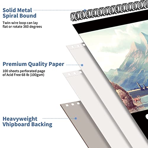 KINSPORY Sketchbook A4, Sketch Pad, 21 x 29.7cm, 100 Pages (50 Sheets) 100gsm Acid-Free Art Drawing Pad - Image 2
