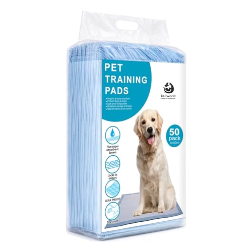 Image of Training Pads, with Odor Lock Technology & Super Absorbent Pee Pads, Leak-Proof Dog Potty Training Pads for Puppies, Dogs,Cats & Rabbits (60 X 60 cm) 50 Pcs