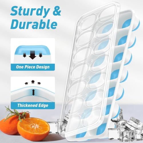 Image of ChefAide Ice Cube Tray with Lid and Bin, 3 Packs 42 Cubes Silicone Plastic Ice Cube Trays for Freezer, Stackable Ice Tray with Container, Ice Scoop for Drinks, Coffee and Cocktails