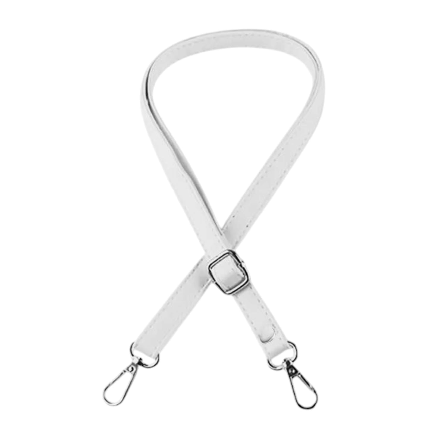 White Color Adjustable Shoulder Strap for Hand Bags, Side Sling Crossbody Bags - Replacement Belt with Silver Buckles-image-20